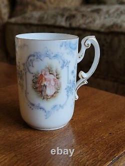 RARE Antique Hand Painted Portrait RC ROSENTHAL Germany Chocolate Tea Cup Saucer