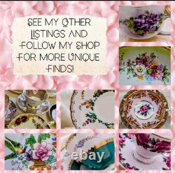 RARE Aynsley 4 Large Cabbage Roses Teacup & Saucer Set Solid Pink with Gold Trim