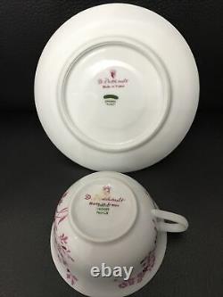 RARE! NEW! D. PORTHAULT Giraud Limoges JETE DE FLEURS tea set 4 cups / saucers