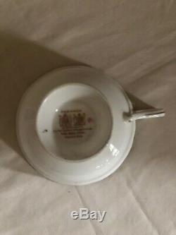 RARE Paragon Double Warrant Black Tea Cup Saucer Cabbage Rose