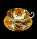 Rare Paragon Orange Cabbage Rose Heavy Gold Teacup Saucer As Is