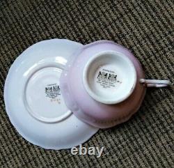RARE Paragon Pink Teacup & Saucer Floating Three Pansies on Heavy Gold Bowl