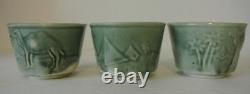 RARE SET ANTIQUE Japanese Tashiro CAMEL TEAPOT & TEA CUPS Bowl Pot MADE IN JAPAN