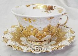 RARE c1800-1820s MEISSEN GERMANY Oak Leaf China GOLD LEAF TEA CUP & SAUCER