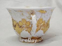 RARE c1800-1820s MEISSEN GERMANY Oak Leaf China GOLD LEAF TEA CUP & SAUCER