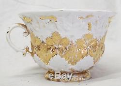 RARE c1800-1820s MEISSEN GERMANY Oak Leaf China GOLD LEAF TEA CUP & SAUCER