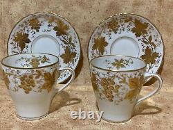 RL Dresden Hand Painted Leaves Fruit Gold Embossed Teacup Saucer Sets Of 2