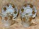 Rl Dresden Hand Painted Leaves Fruit Gold Embossed Teacup Saucer Sets Of 2