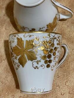 RL Dresden Hand Painted Leaves Fruit Gold Embossed Teacup Saucer Sets Of 2