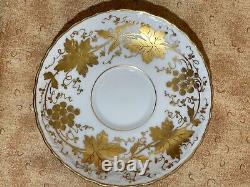 RL Dresden Hand Painted Leaves Fruit Gold Embossed Teacup Saucer Sets Of 2