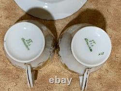 RL Dresden Hand Painted Leaves Fruit Gold Embossed Teacup Saucer Sets Of 2