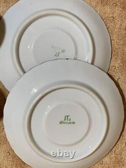 RL Dresden Hand Painted Leaves Fruit Gold Embossed Teacup Saucer Sets Of 2