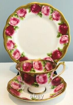 ROYAL ALBERT Trio TEA CUP SAUCER SALAD PLATE Heavy Gold OLD ENGLISH ROSE