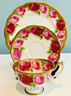 ROYAL ALBERT Trio TEA CUP SAUCER SALAD PLATE Heavy Gold OLD ENGLISH ROSE