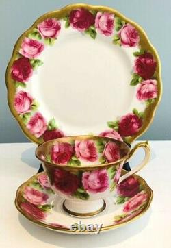 ROYAL ALBERT Trio TEA CUP SAUCER SALAD PLATE Heavy Gold OLD ENGLISH ROSE