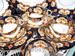 ROYAL ALBERT tea cup & saucer cobalt blue Heirloom older 1920s set 4 trio teacup