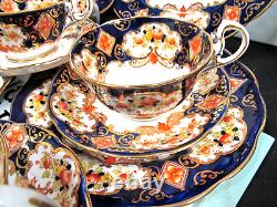 ROYAL ALBERT tea cup & saucer cobalt blue Heirloom older 1920s set 4 trio teacup