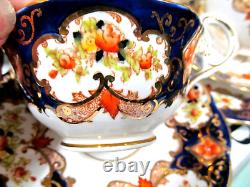 ROYAL ALBERT tea cup & saucer cobalt blue Heirloom older 1920s set 4 trio teacup