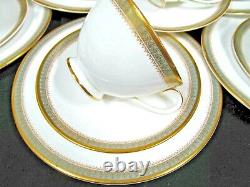 ROYAL DOULTON tea cup and saucer 7 trio sets Clarendon gold gilt teacup England