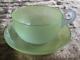 Rare 1920s Vintage Stevens & Williams Yellow Jade Tea Cup & Saucer With Alabaster