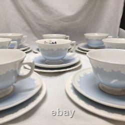 Rare 24 Pcs Wedgwood Albion Corinthian Blue Tea Cups & Saucers, Bread plates