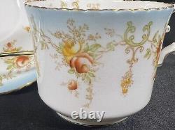 Rare ATQ Aynsley Tea Cup & Saucer Hand Painted Textured Roses Circa 1905-1925