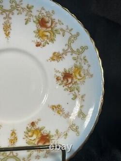 Rare ATQ Aynsley Tea Cup & Saucer Hand Painted Textured Roses Circa 1905-1925