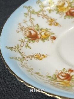 Rare ATQ Aynsley Tea Cup & Saucer Hand Painted Textured Roses Circa 1905-1925