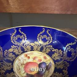 Rare AYNSLEY Tea Cup & Saucer Orchard Fruit # 2832 Cobalt Heavy Gilt Bone China