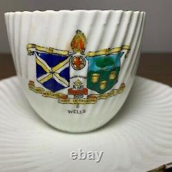 Rare Antique Early Softpaste Porcelain Teacup Crest of Wells c. 1820s