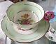 Rare Antique Paragon Rose Handle Green Rose Flower Cup And Saucer Excellent