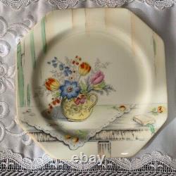 Rare Antique ROYAL PARAGON Flower handle cream yellow cup and saucer Plate Trio