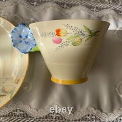 Rare Antique ROYAL PARAGON Flower handle cream yellow cup and saucer Plate Trio