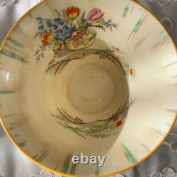 Rare Antique ROYAL PARAGON Flower handle cream yellow cup and saucer Plate Trio