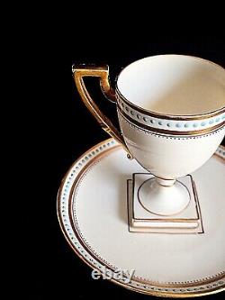 Rare Antique Willets Belleek Tea Cup & Saucer Square Bottom