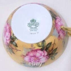 Rare Aynsley England 13 Pink Cabbage Roses Tea Cup and Saucer 1026