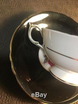 Rare Black Paragon With Red Floating Rose Tea Cup And Saucer