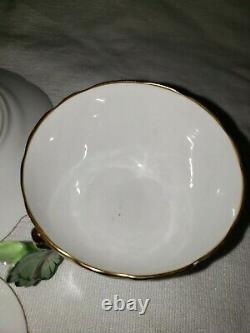 Rare Deco Aynsley Butterfly Handle Trio Tea Cup Saucer & Plate Green