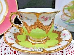 Rare Meissen tea cup and saucer DREAMENCE, B form shape teacup floral raised