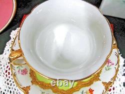 Rare Meissen tea cup and saucer DREAMENCE, B form shape teacup floral raised