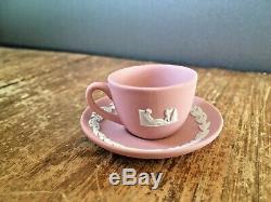 Rare Pink Wedgwood Jasperware Miniature Coffee & Tea Set Cup Saucer Teapot Pot