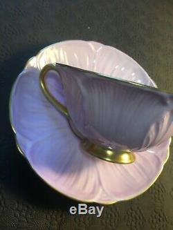 Rare Purple Oleander Shelley Tea Cup And Saucer Set Pink Carnation Flowers
