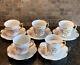 Rare Set Of 5 Antique Wheelock China Germany Ornate Teacups & Saucers Floral