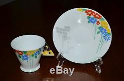 Rare Shelley Art Deco Mode Tea Cup&saucer Flowers With Butterfly Handle