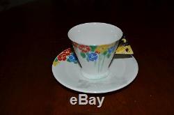 Rare Shelley Art Deco Mode Tea Cup&saucer Flowers With Butterfly Handle