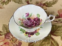 Rare Vintage Antique Cream Paragon Teacup Large Pink Cabbage Roses Cup & Saucer