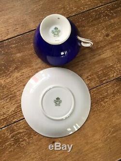 Rare Vintage Blue Aynsley Tea Cup & Saucer Clipper / Sailing Tall Ship C1234