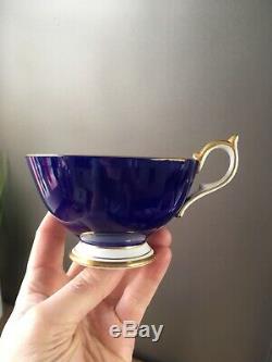 Rare Vintage Blue Aynsley Tea Cup & Saucer Clipper / Sailing Tall Ship C1234