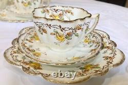 Rare Vintage Melba Tea Set for 6 Yellow Roses Made in England 1920s