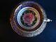 Rare Vintage Paragon 1950's Cobalt Tea Cup & Saucer With Huge Pink Rose & Gold